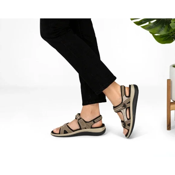 Orthofeet Women's Orthopedic Leather Venice Sandals Sz 10.5 Wide Brown Comfort - Picture 2 of 13